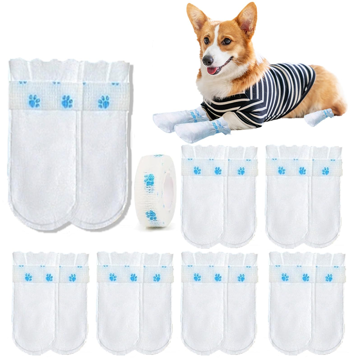 Ziyue 12-Pack Disposable Dog Booties & Paw Bandage