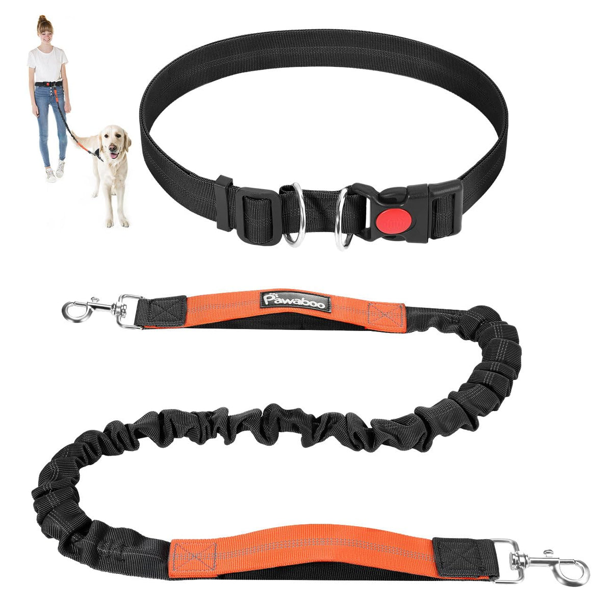 Reflective Freedom Leash by Pawaboo for Active Dog Owners