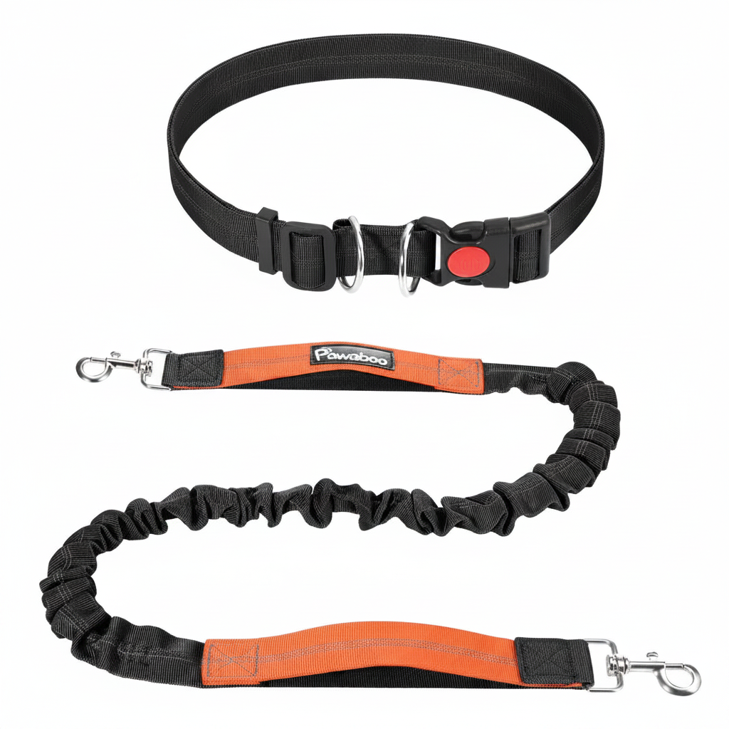 Reflective Freedom Leash by Pawaboo for Active Dog Owners